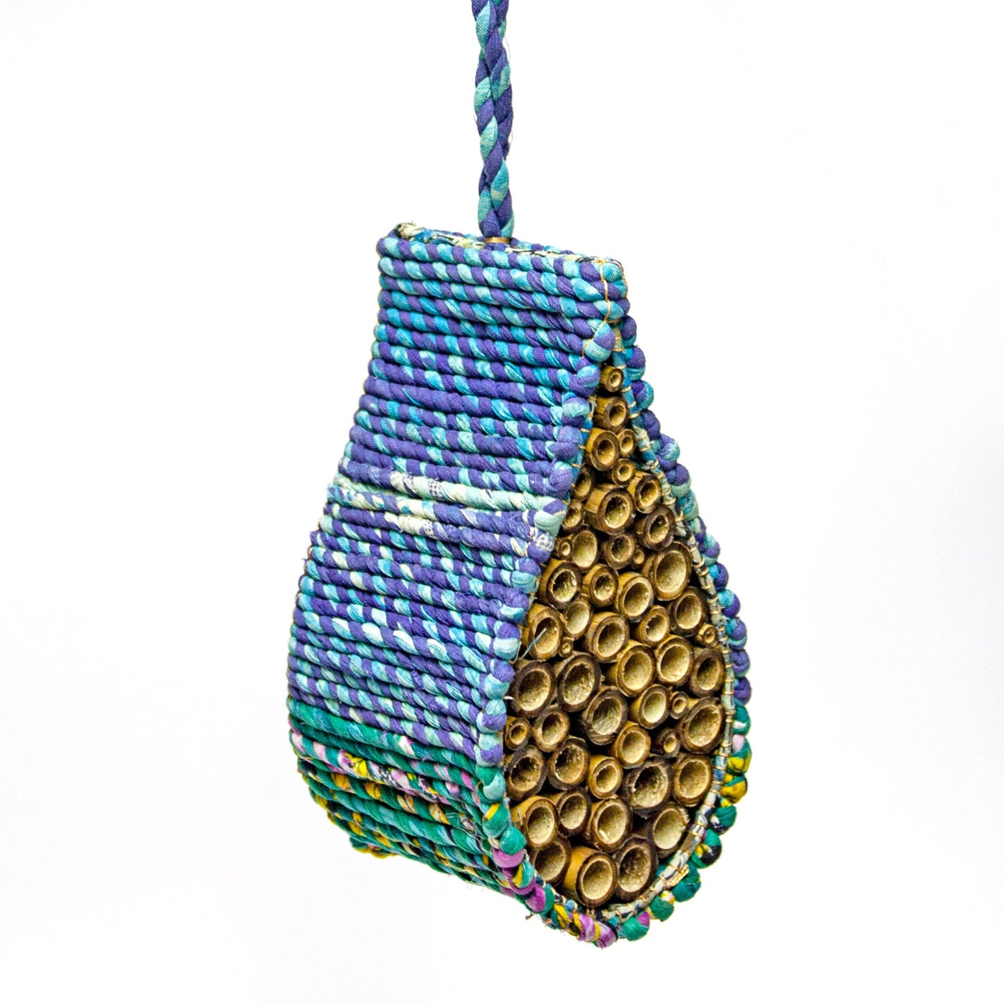 Artisan Bee & Insect Hotel Handmade and Fair Trade Garden Gifts - blue design against white background