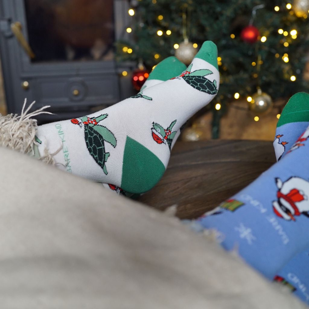 Christmas Socks - Turtle Bamboo Socks being worn