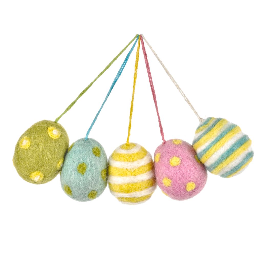 Five Needle Felt Easter Eggs - plastic-free Easter decorations