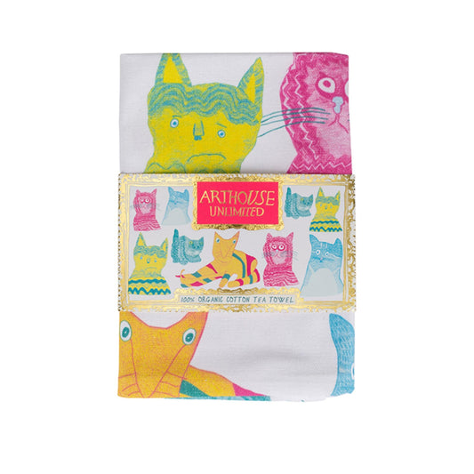Miaow for Now  Organic Cotton Tea Towel - in packaging