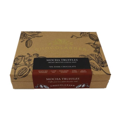 Mocha Truffles - top of box - vegan truffles