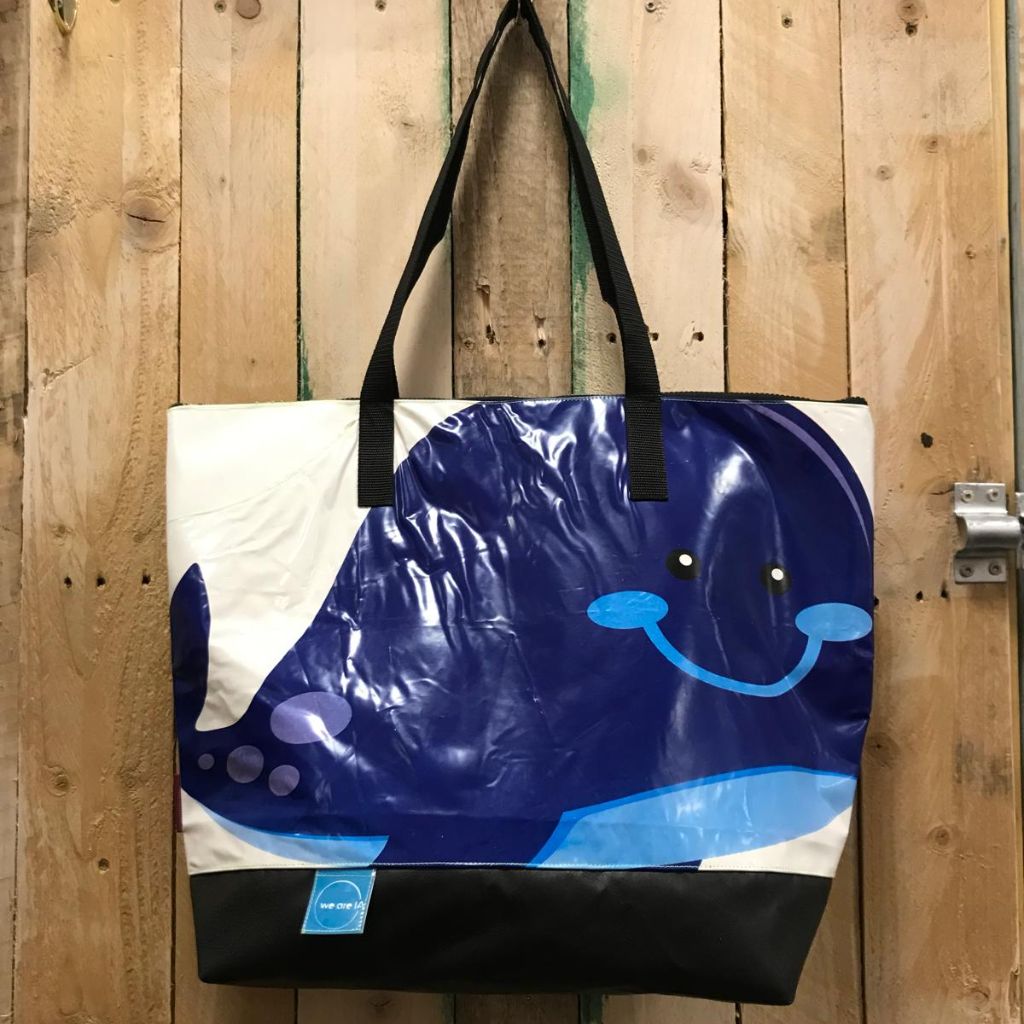 XL Tote Bag made from Salvaged Inflatables - whale