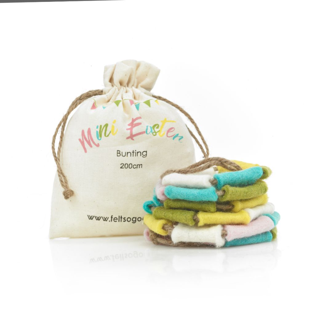 Needle Felt Bunting - Pastel Easter bunting with bag