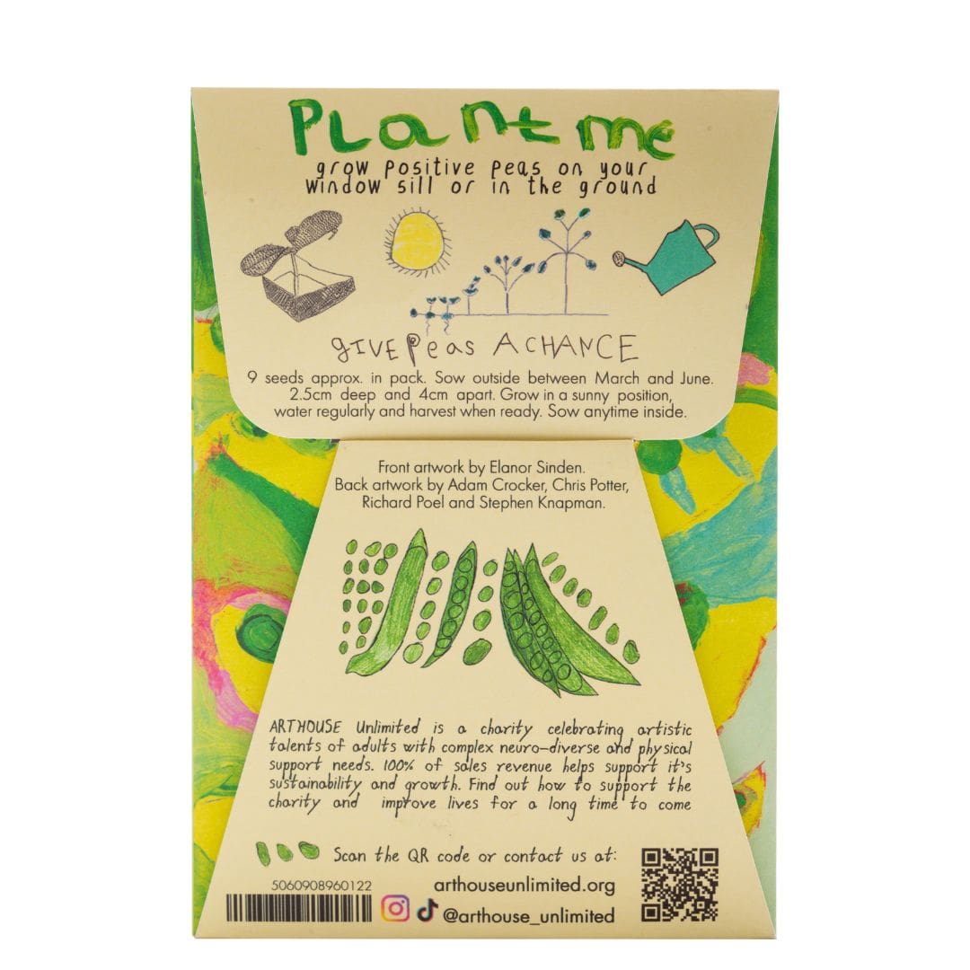 Pea seed packet - back of packet