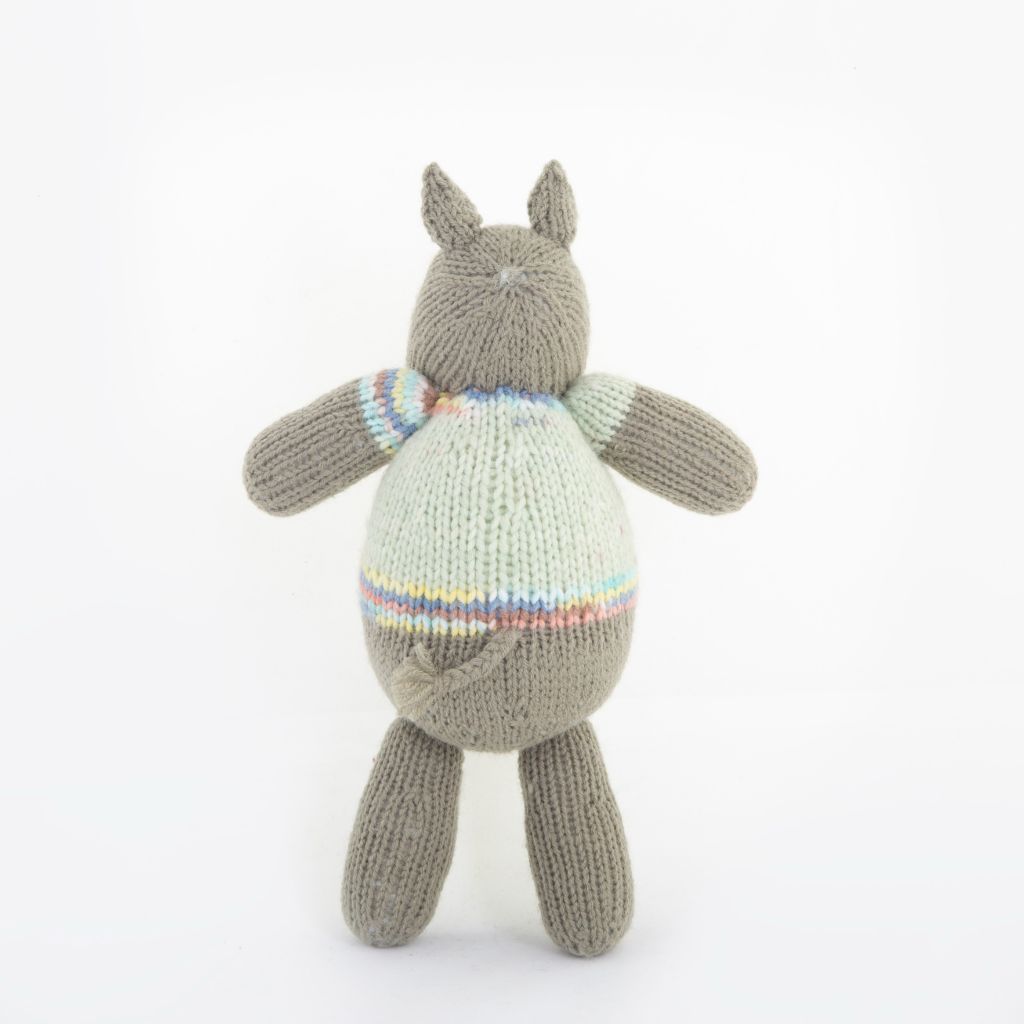 Rhino knitted soft toy - back view