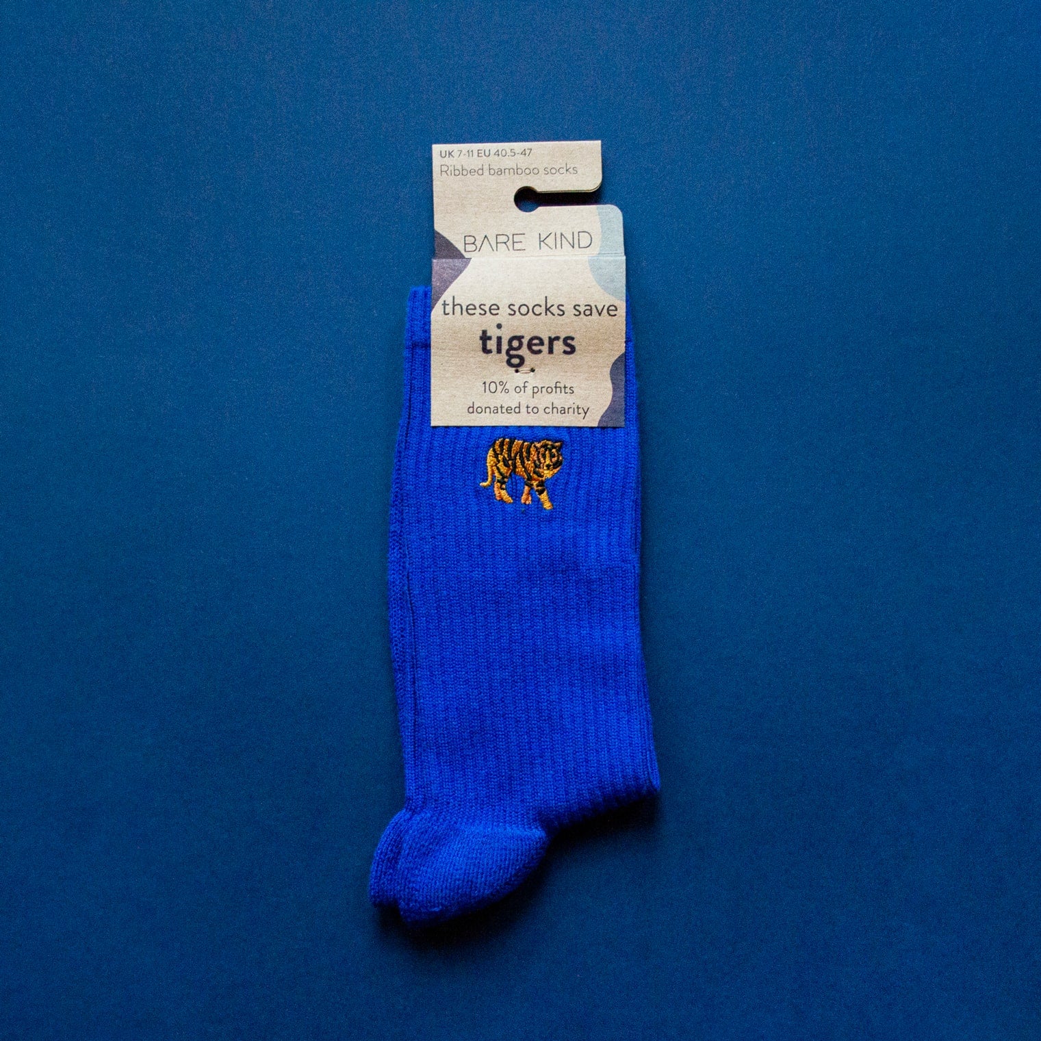 Save the Tigers  Premium Ribbed Bamboo Socks - in packaging