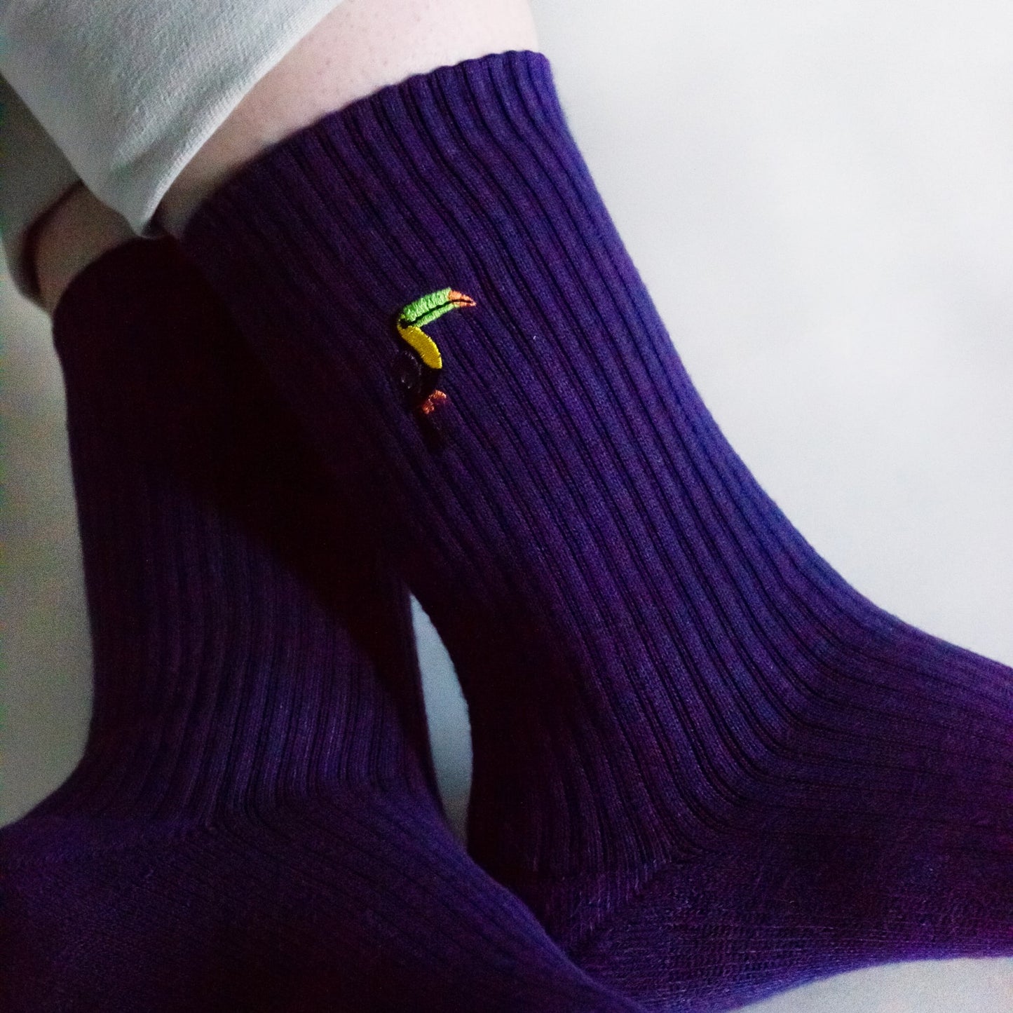 Save the Toucans  Luxury Ribbed Bamboo Socks - close up