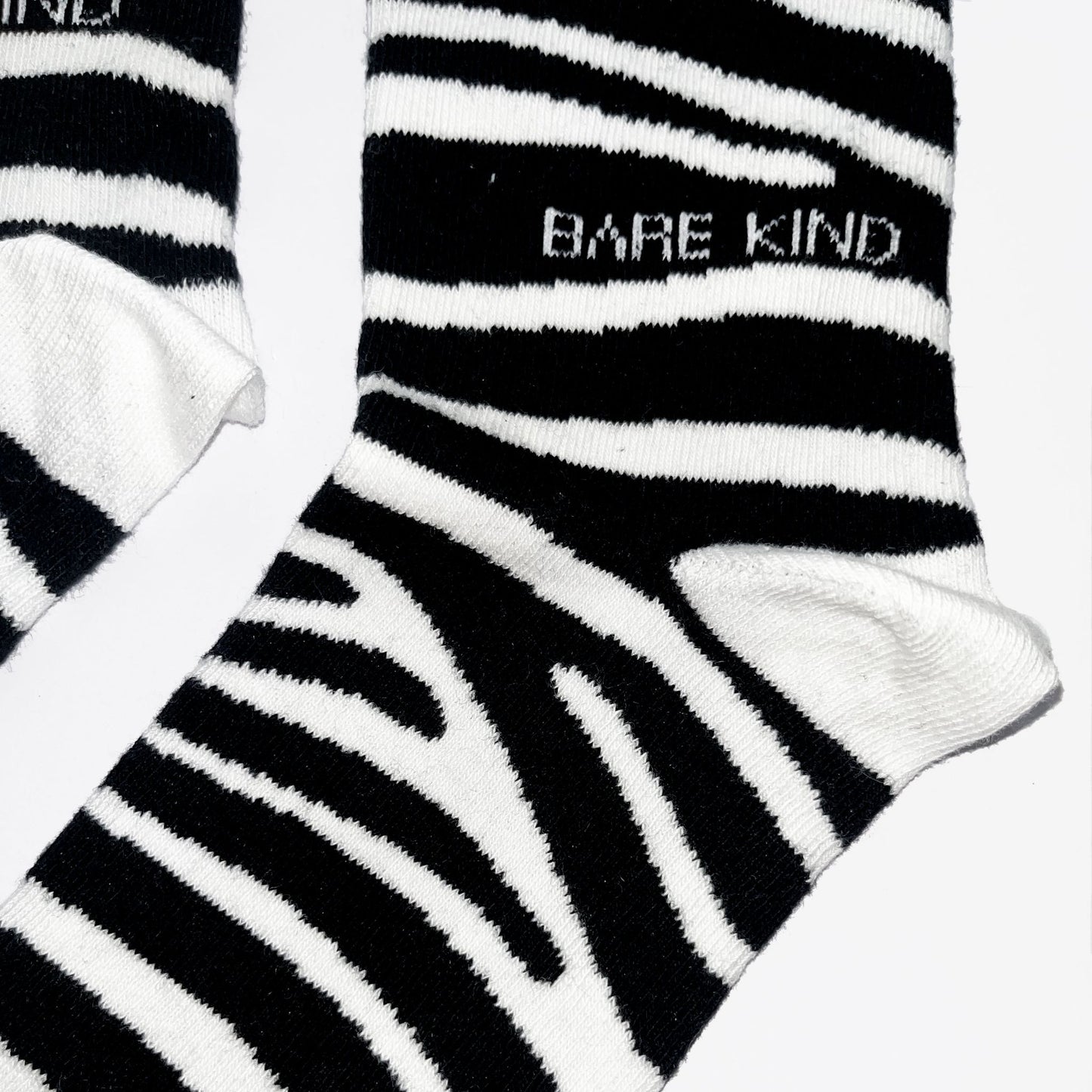 Socks Taking Care of Zebras Bamboo Socks in 2 Adult Sizes - close up