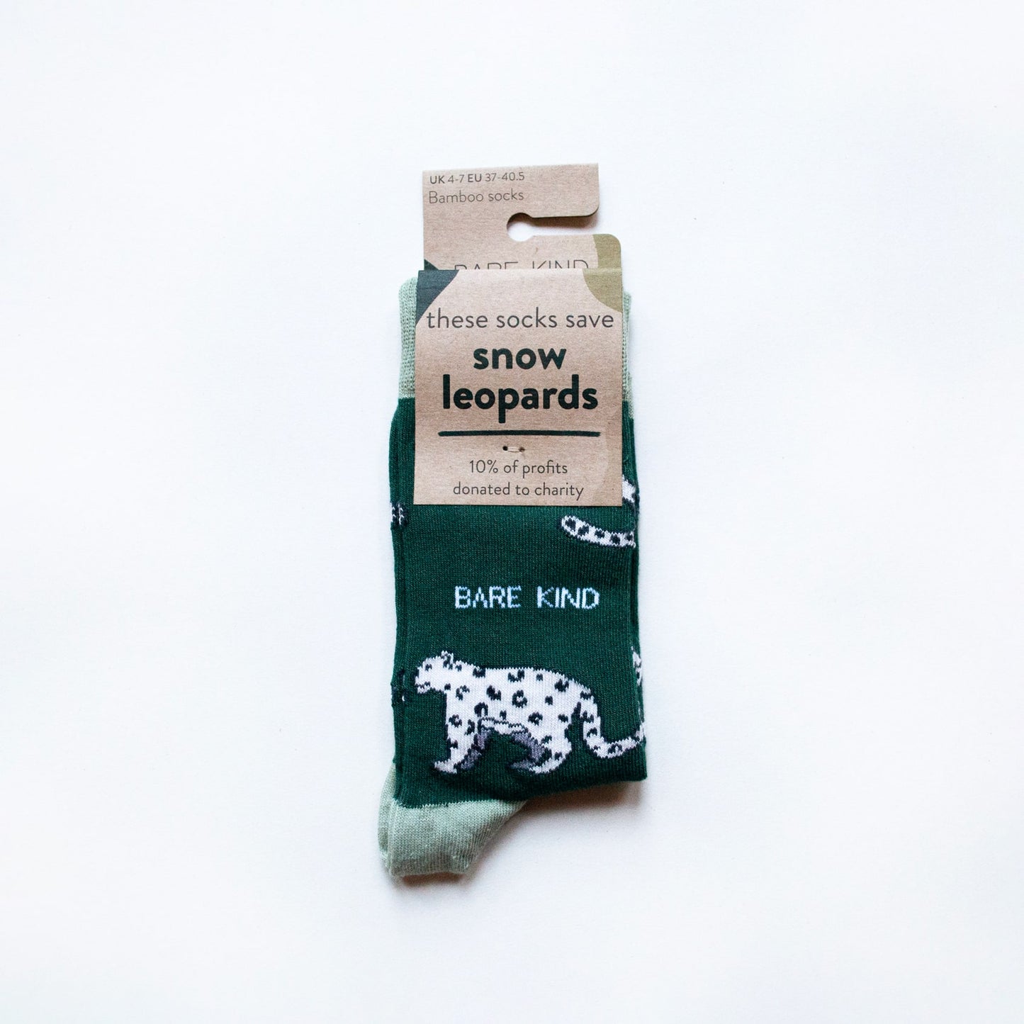 Socks That Save Snow Leopards Bamboo Socks 2 Adult Sizes - in packaging