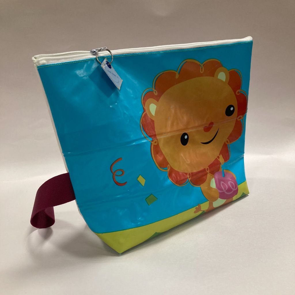 Stand up Large Washbag made from Inflatables - blue lion