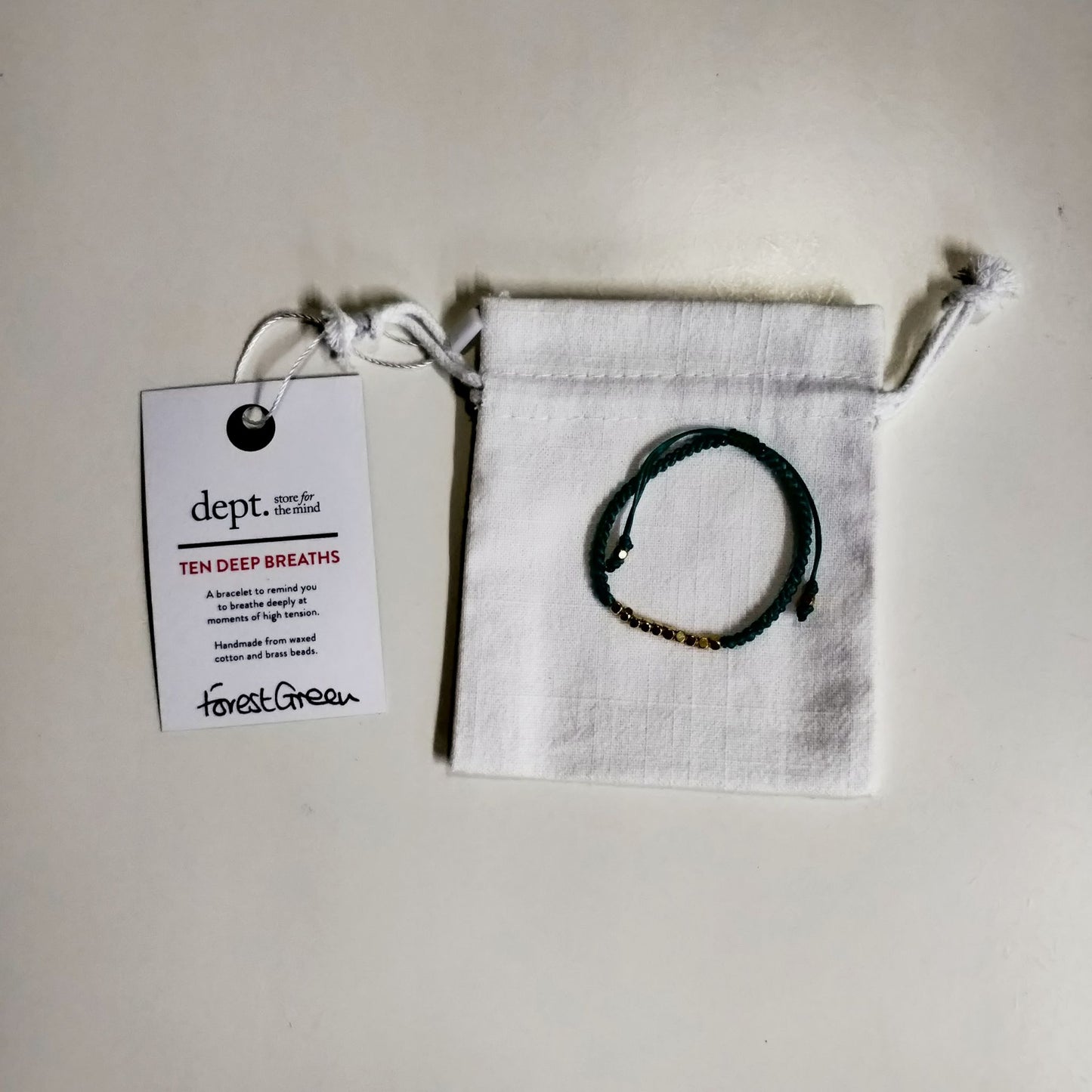 10 Deep Breaths Mindful Bracelet - forest green