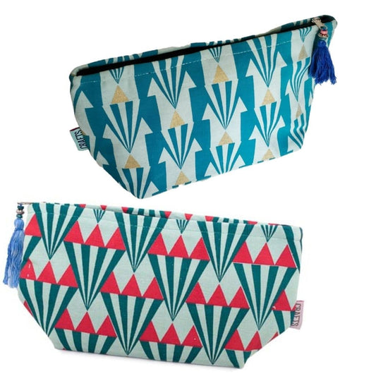 Large Handmade Washbag in Arrow Print - Pink or Blue