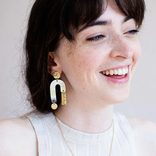 Bravery Stud Earrings  Empowering Women in Uganda - statement earrings - shown on model