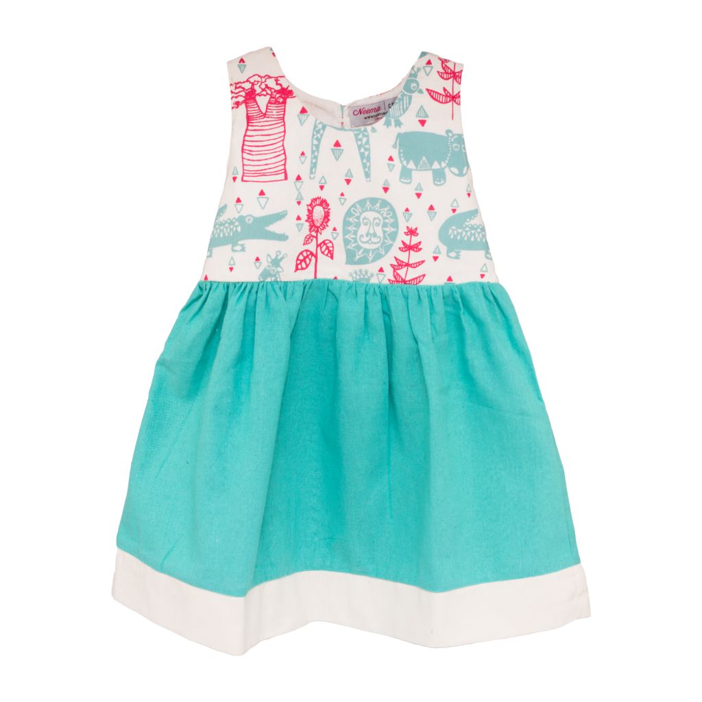 Children's Safari Print Dress Handmade and Fair Trade