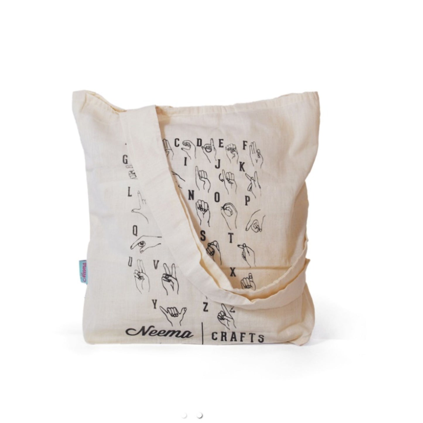 Fair Trade & Handmade Cotton Shopping - the fingerspelling alphabetBag -