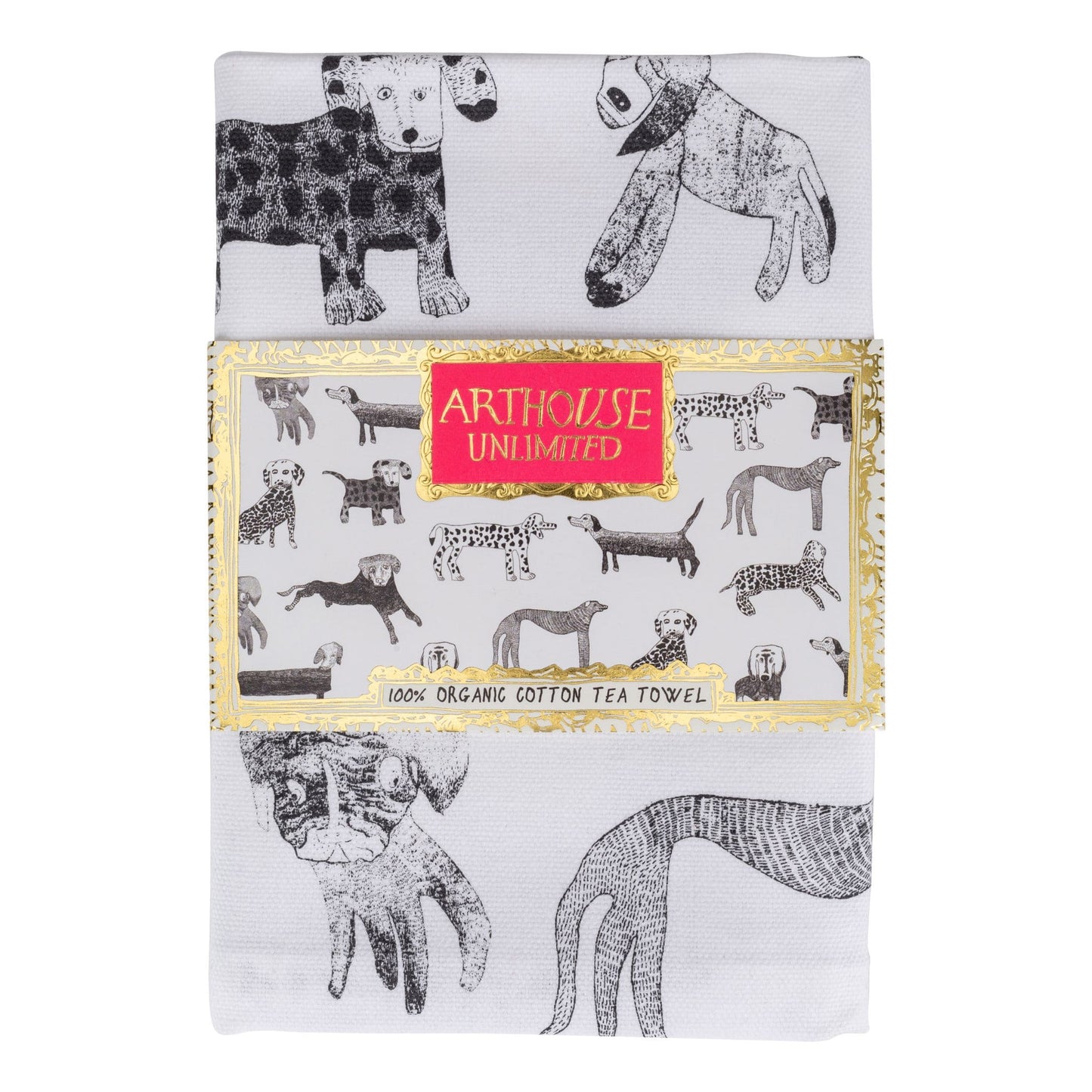 Dogs | Organic Cotton Tea Towel - in packaging