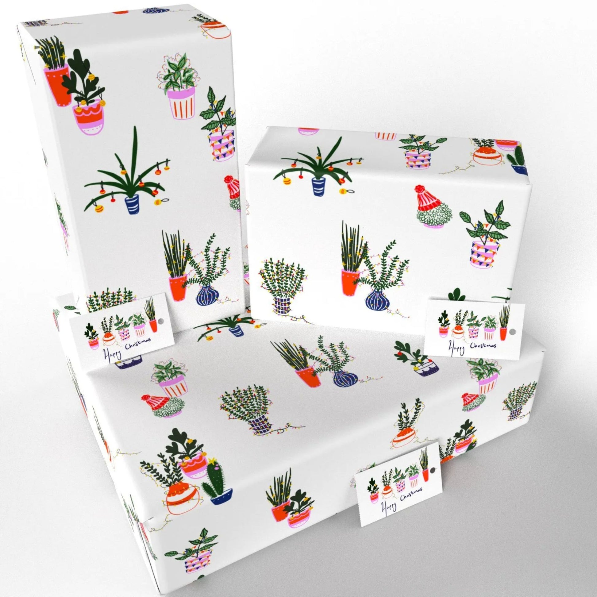 Eco friendly Christmas wrapping paper - Christmas Cactus presents-min
