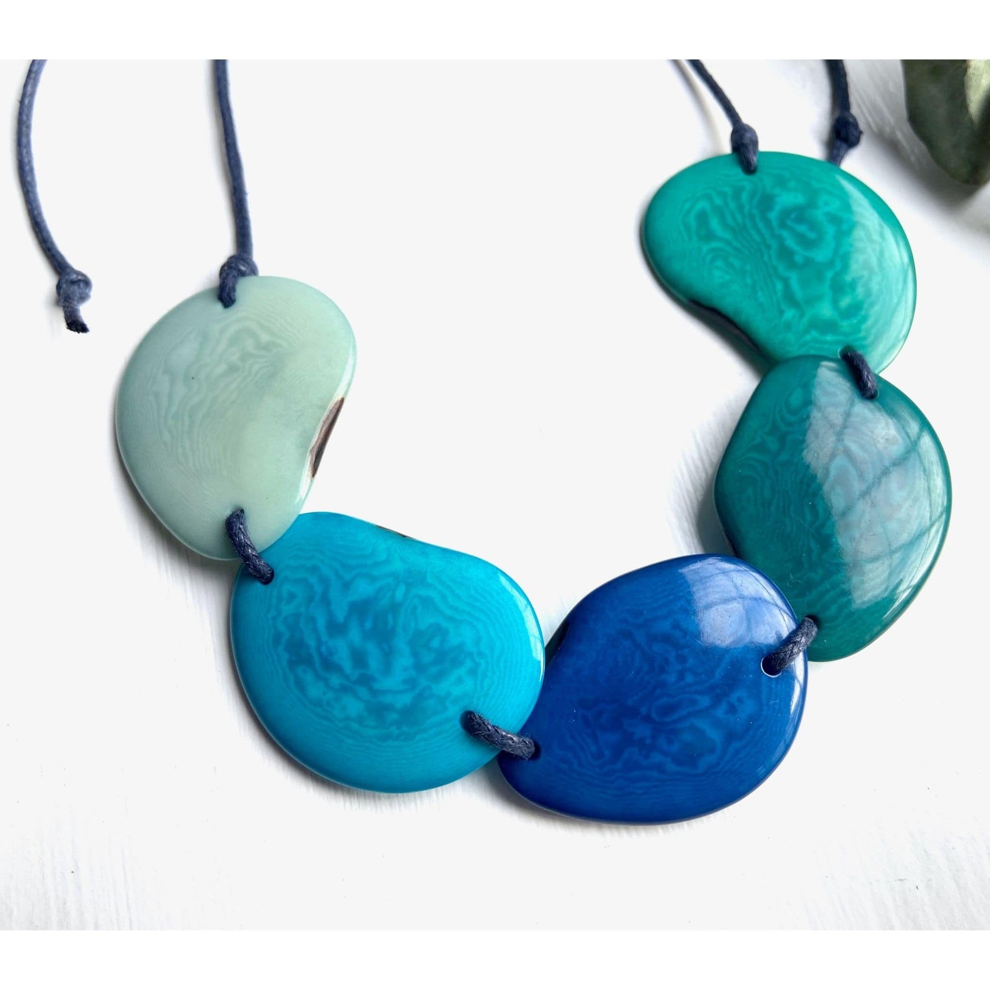 Ethical & Handmade Necklace - Ocean bead close up