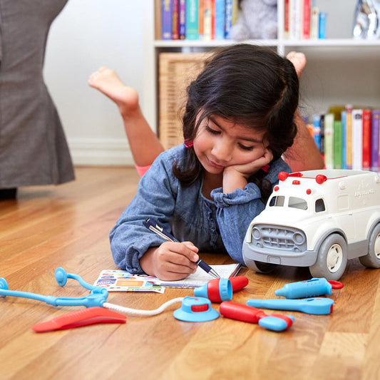 Green Toys Ambulance and Doctor's Kit - dress up toy and toy vehicle made from recycled plastic