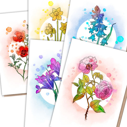 Recycled Greetings Card Box | 5 Cards + 10 Trees Planted | Nature Lover designs