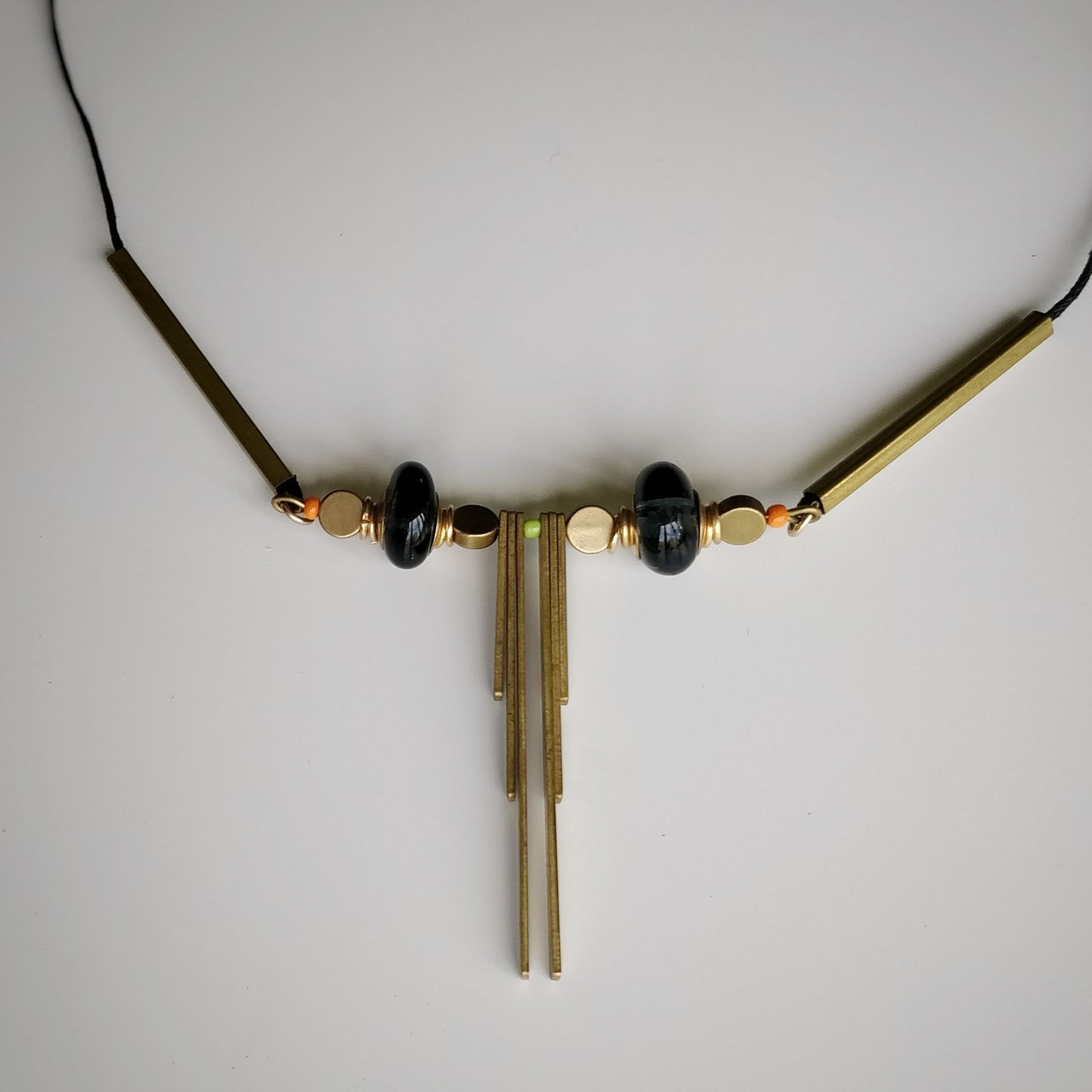 Kioo Glass Bead & Brass Necklace Handmade and Fair Trade