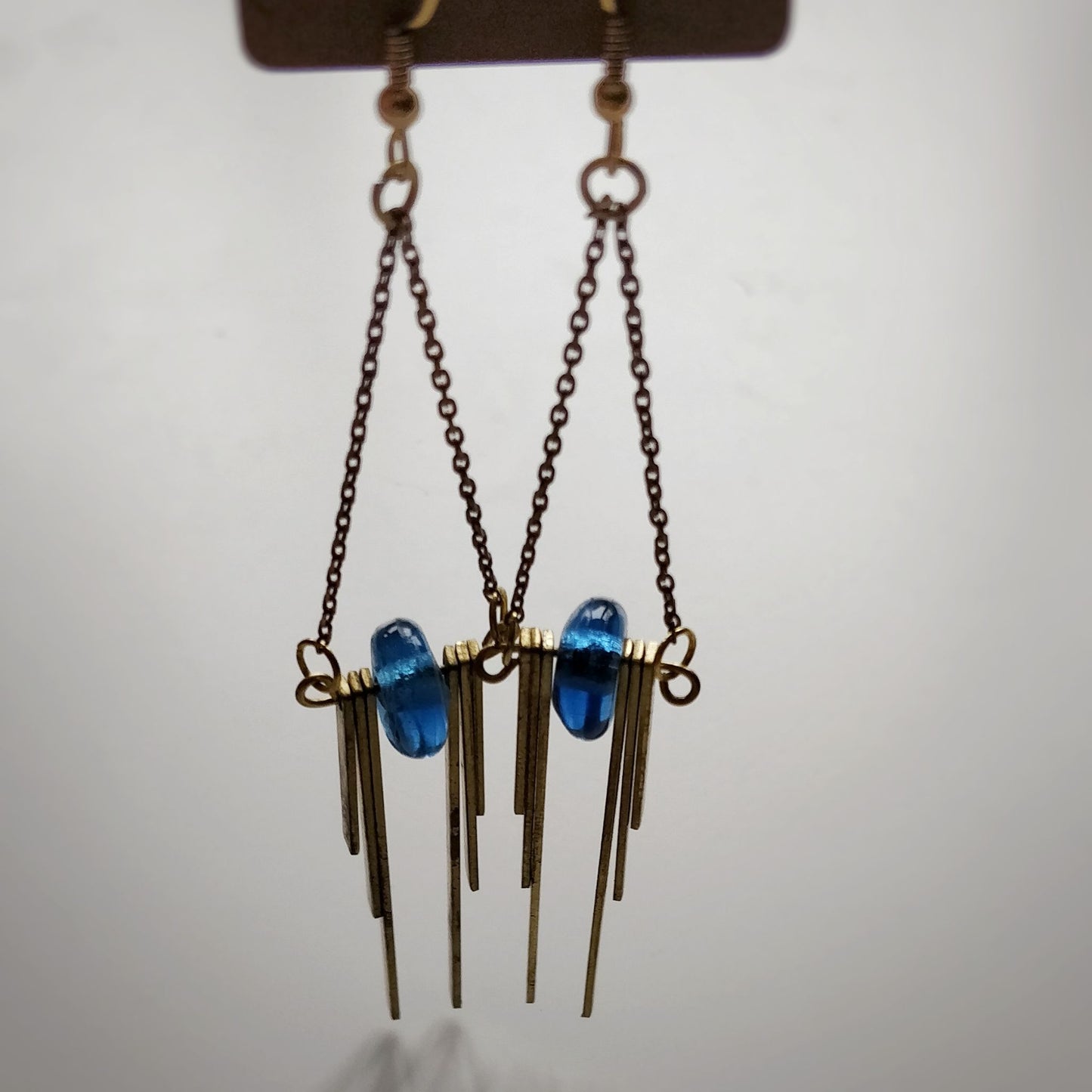Kioo Hanging Bead and Brass Earrings Handmade and Fair Trade - hanging