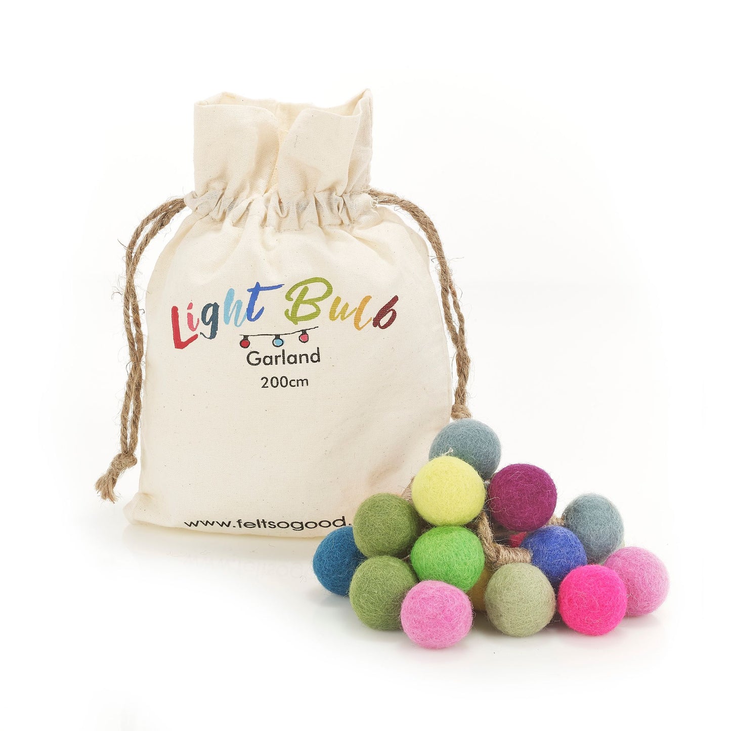 Needle Felt Decorative Garland | Lightbulb | Garland with bag