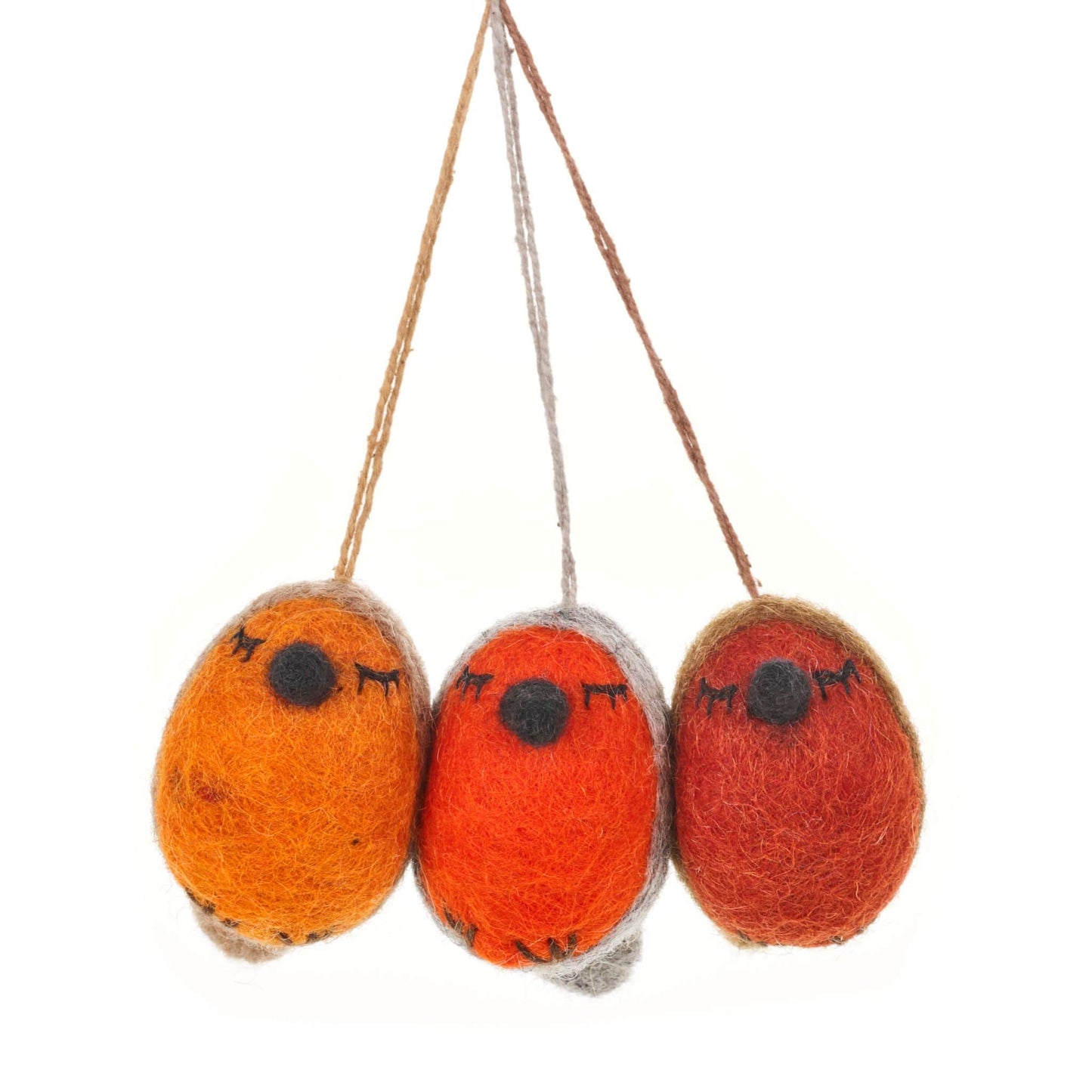 Needle Felt Christmas Tree Decorations 3 Robins | Handmade and Fair Trade decorations