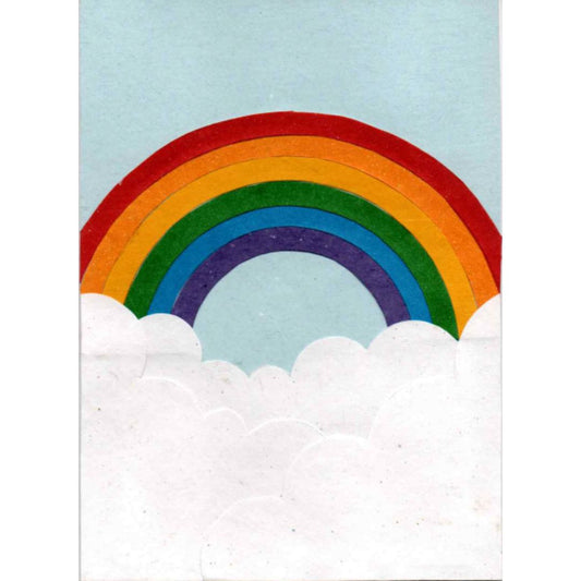 Rainbow Clouds - handmade, recycled and Fair Trade card-min
