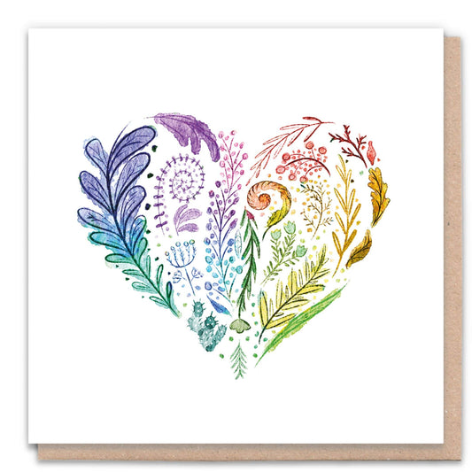 Rainbow Heart  Recycled Blank Card with Wildflower Seed Token
