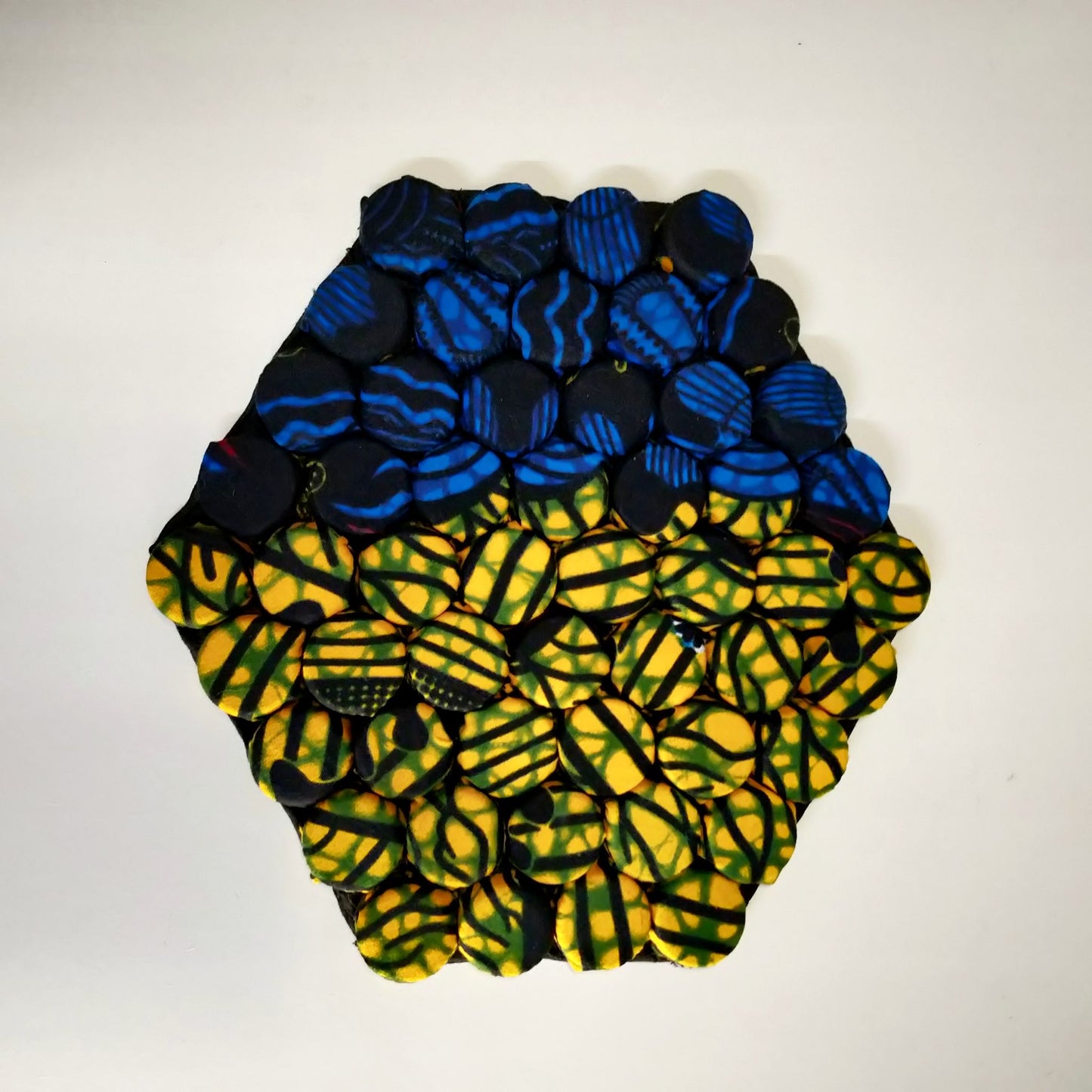 Recycled Bottle Top Mats - orange and blue