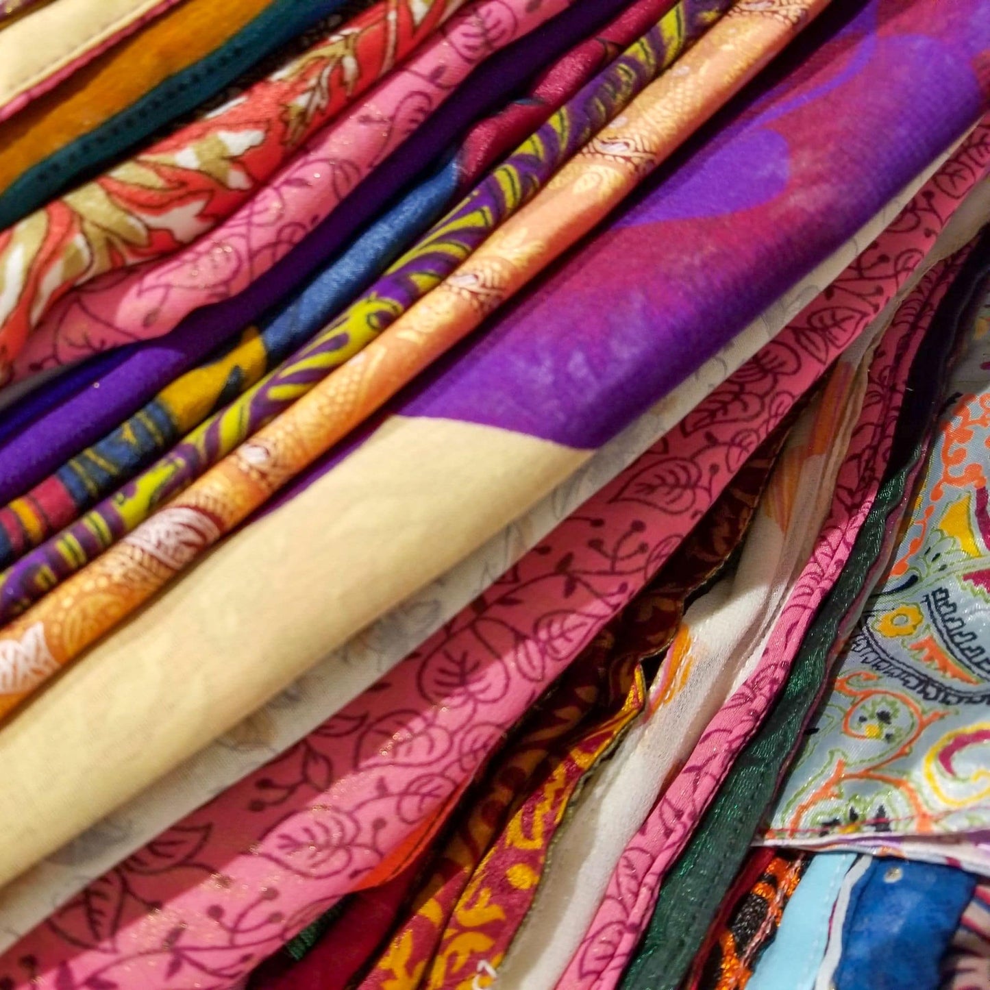 Reusable Fabric Gift Wrap Upcycled and Reversible - many sari designs - medium size