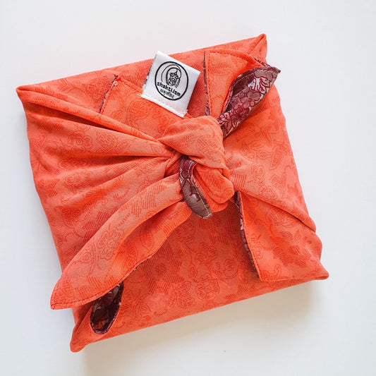 Reusable Fabric Gift Wrap - Upcycled and Reversible wrapping paper made from saris - medium
