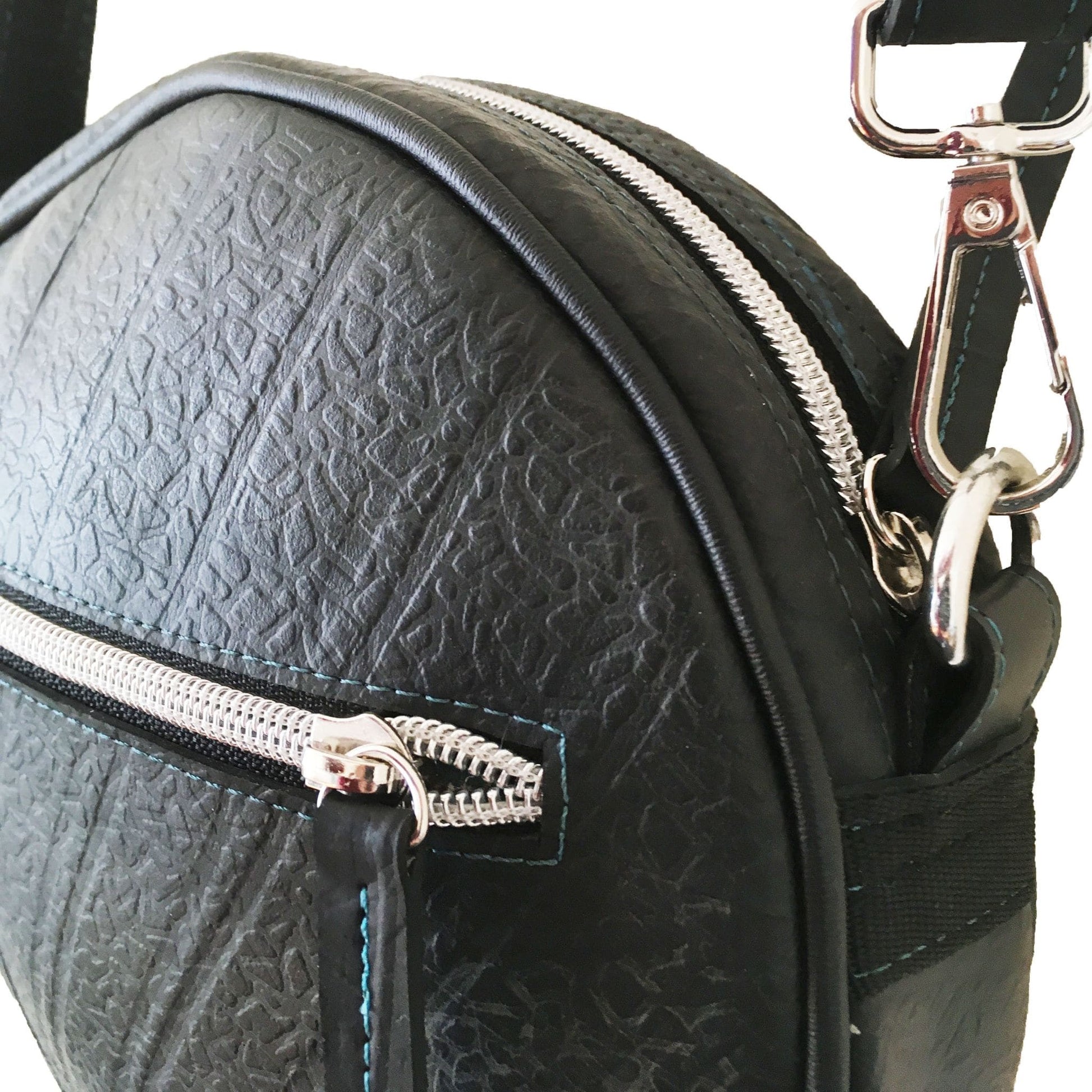 Sirius Round Bag made from Recycled Tyres - close up