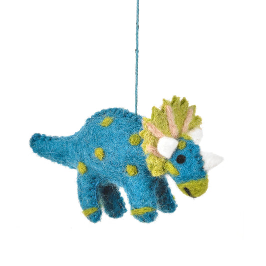 Tessa Triceratops Decoration  Needle Felt Dinosaur Decoration