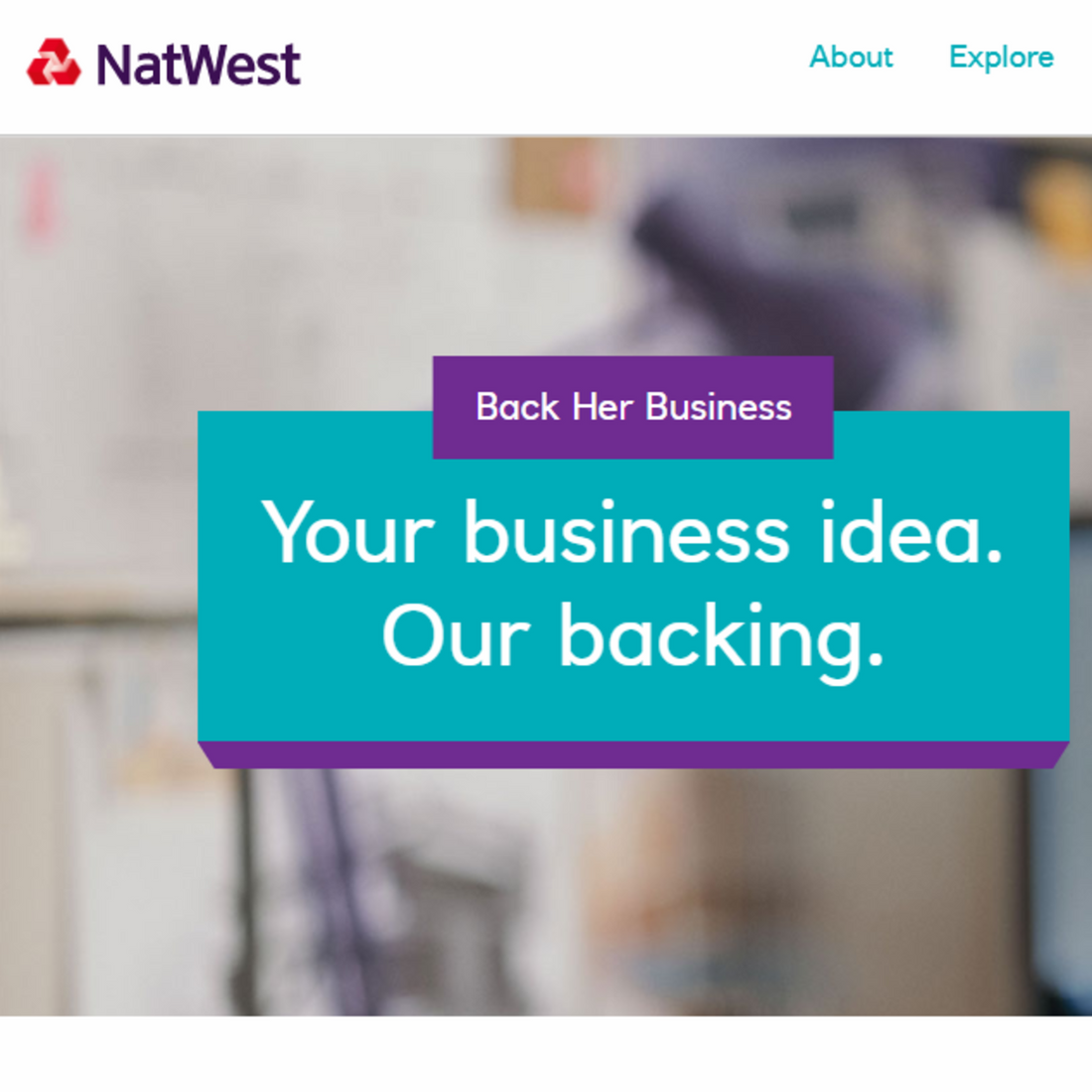 Screenshot of Back Her Business from NatWest