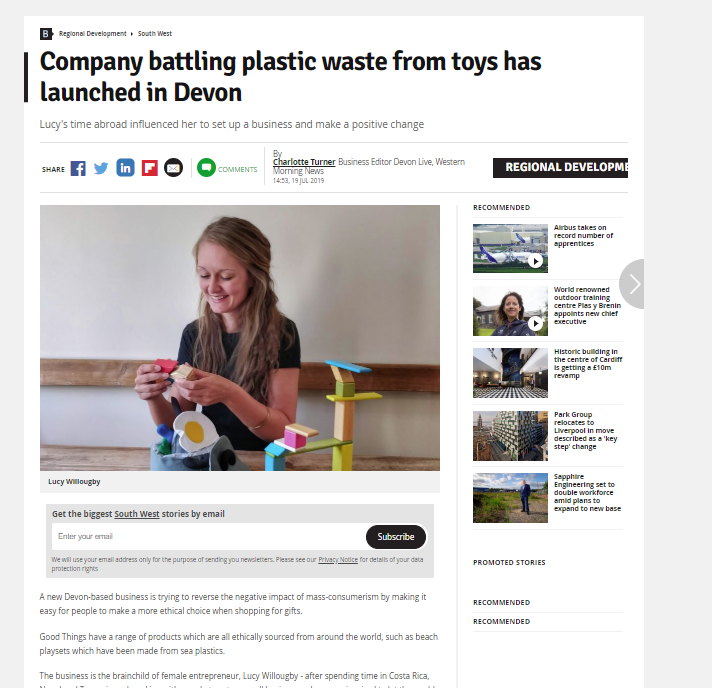 In the news: Company battling plastic waste from toys has launched in Devon