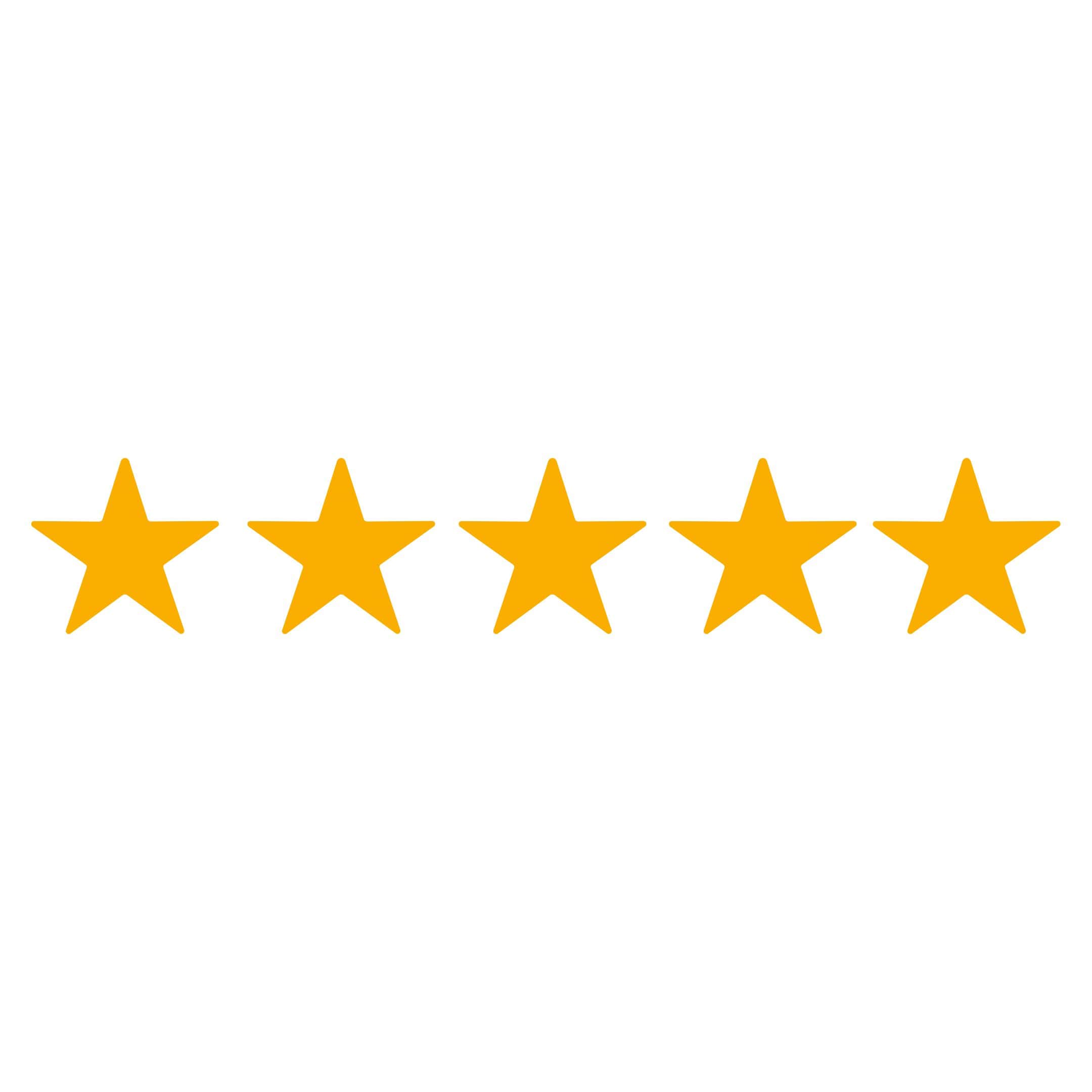 5 gold stars - given five star reviews by our customers