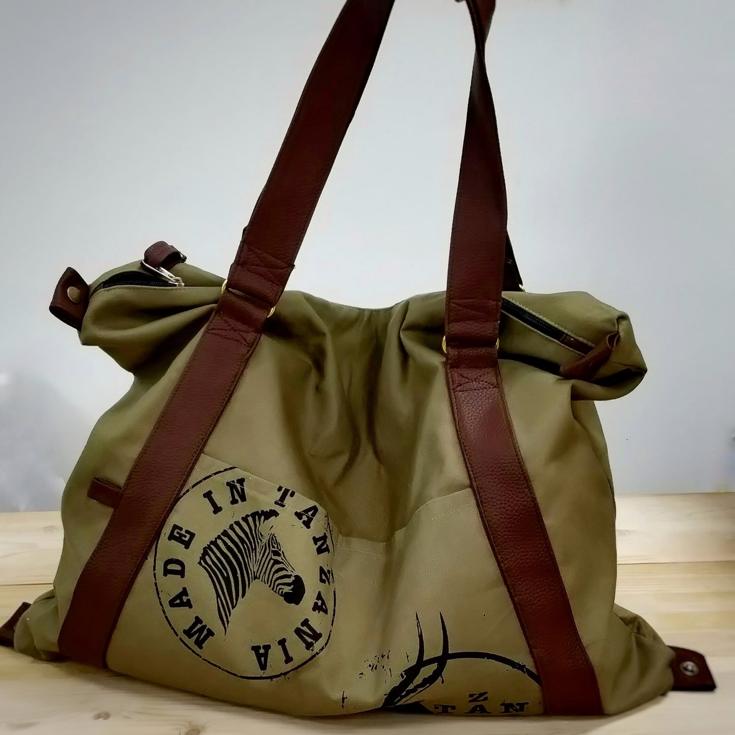 Fair Trade Weekend Bag | Tanzania - handles up