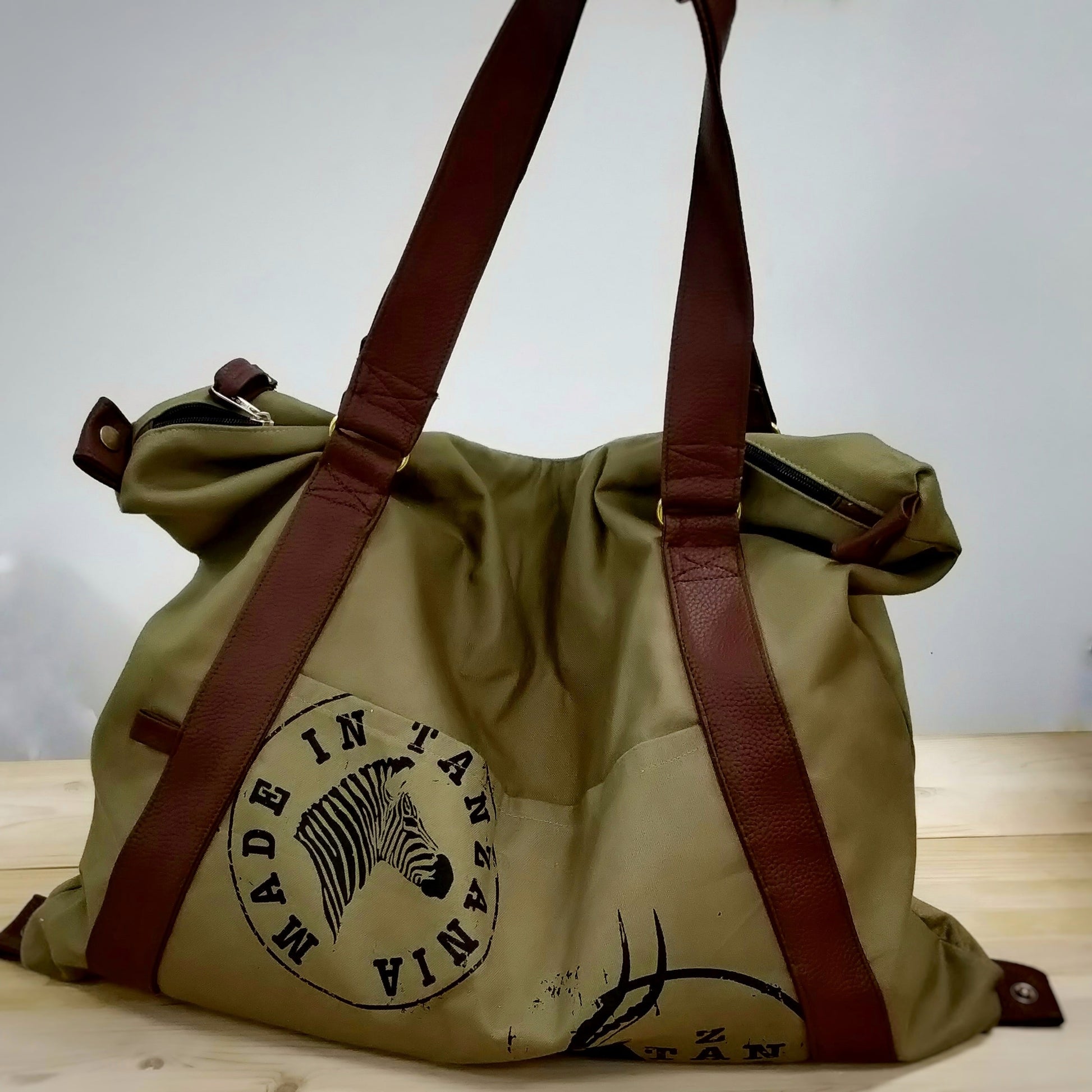 Fair Trade Weekend Bag | Tanzania - handles up