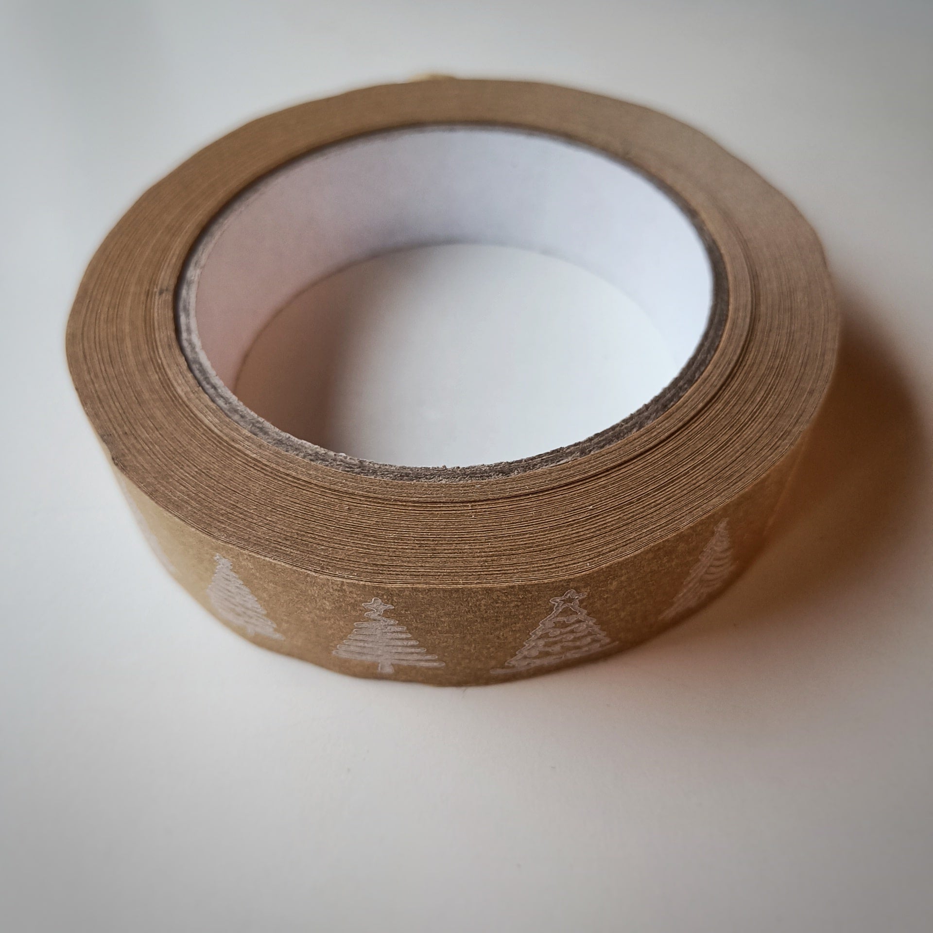 Festive Trees Eco Brown Paper Tape - biodegradable paper tape