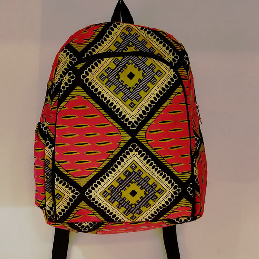 Handmade Backpack Empowering Women in Uganda - pink and yellow diamond