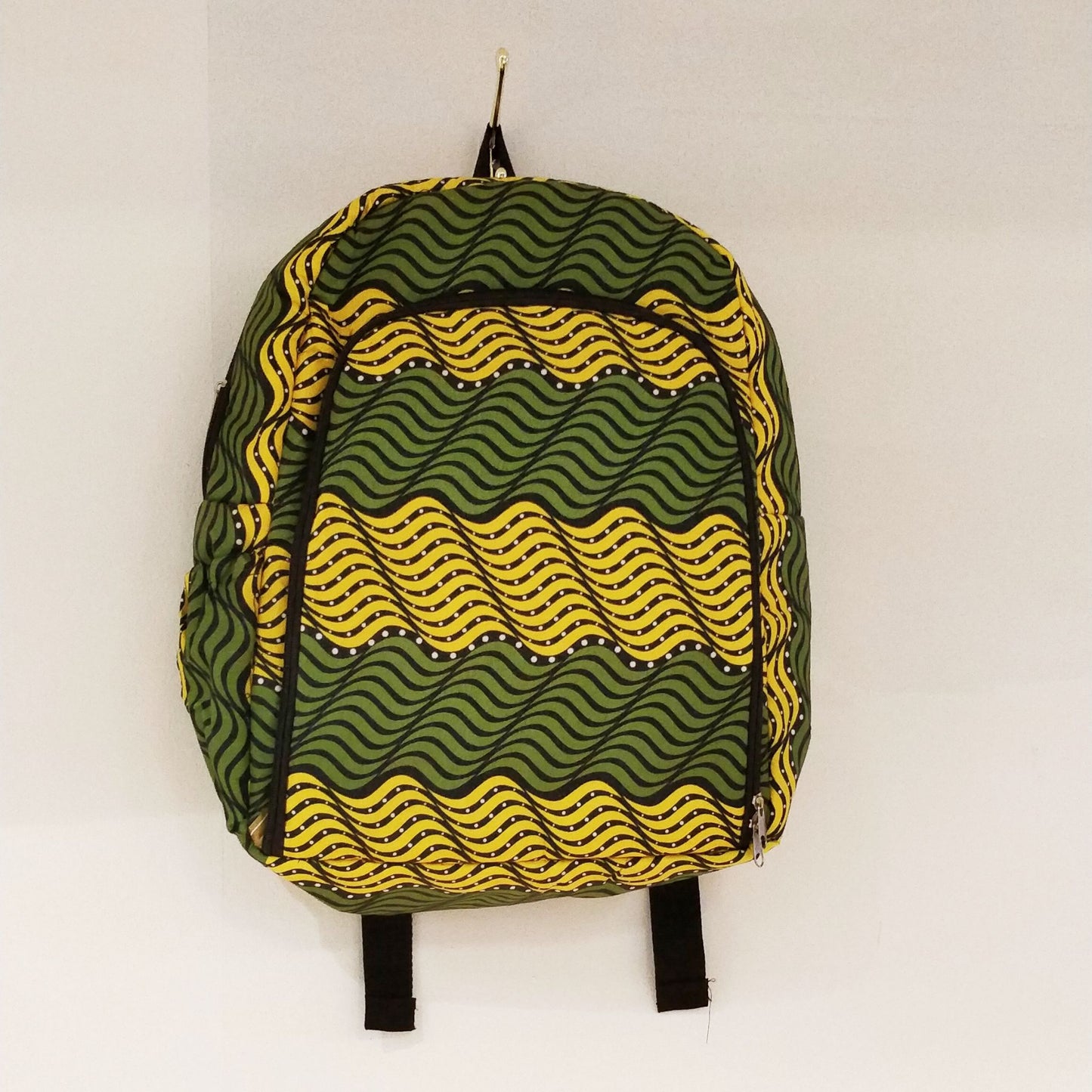 Handmade Backpack Empowering Women in Uganda - yellow and green pattern