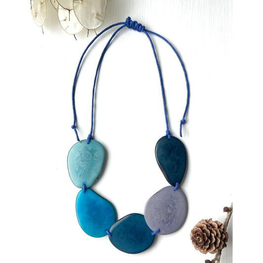 Handmade & Ethical Bead Necklace  5-Bead Midnight Blue Tagua Necklace 