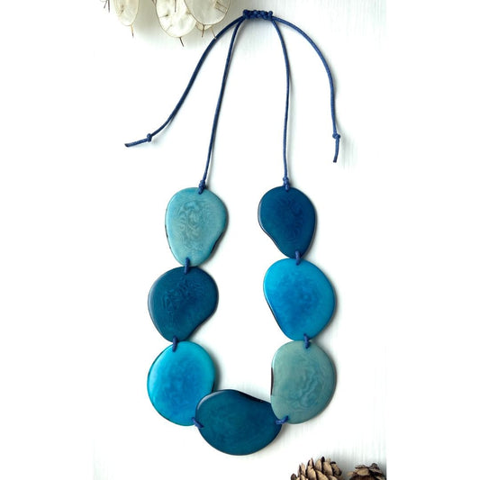 Handmade & Ethical Bead Necklace  7-Bead Sky Blues