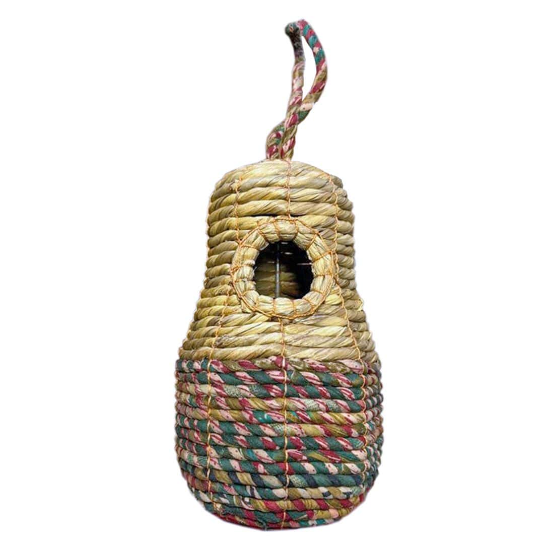 Handmade and Fair Trade Sari Bird Nester for Small Garden Birds - white background