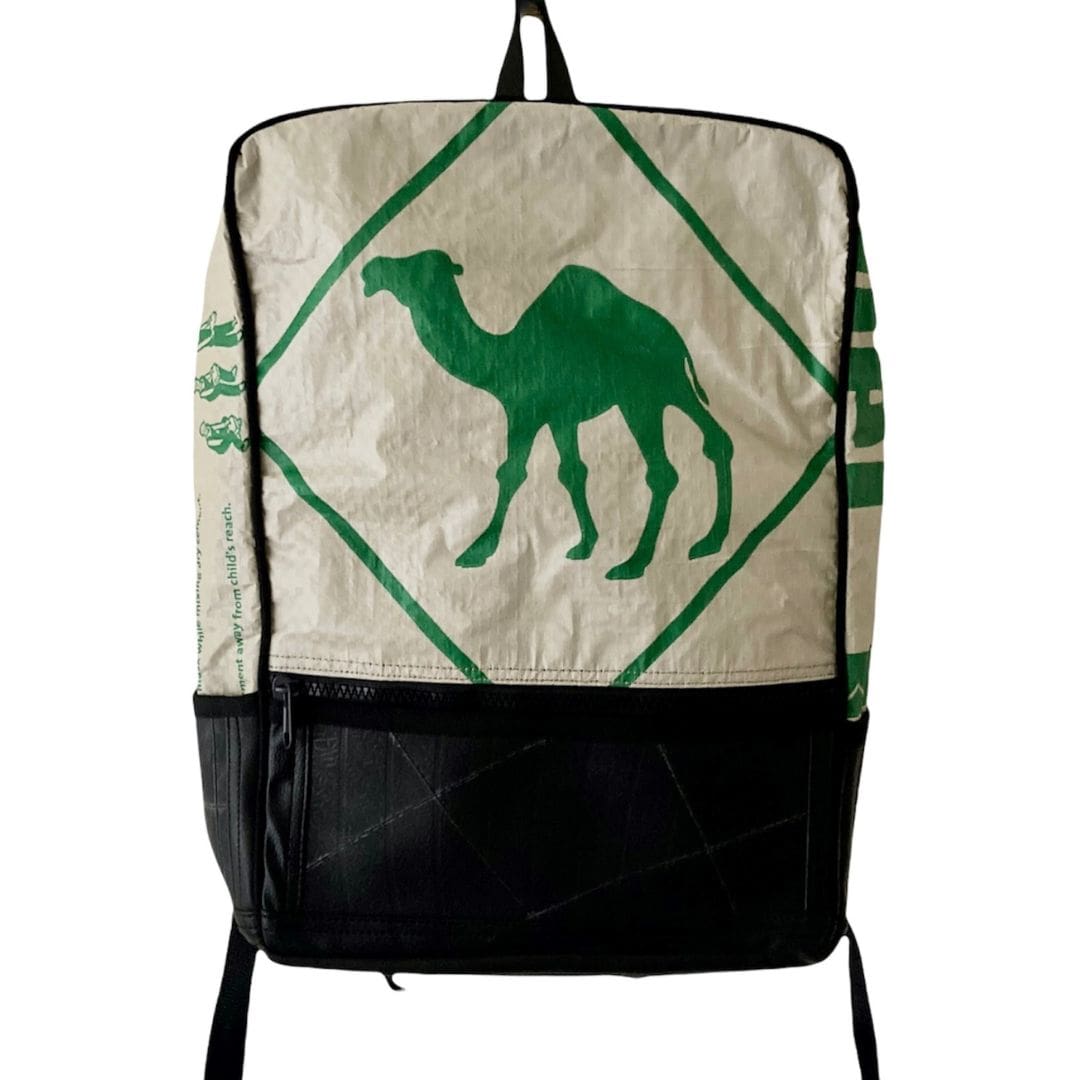 Hoxton backpack - ethical backpack made from Recycled Materials - green camel-min
