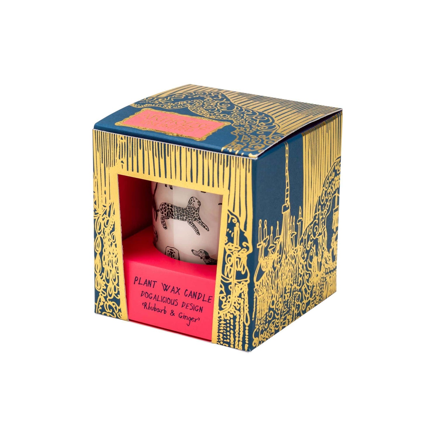 Plant Wax Candle  Rhubarb & Ginger  Dogs Design - packaging