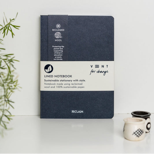 NEW! Reclaimed Wool A5 Sustainable Notebook | Black or Blue Cover