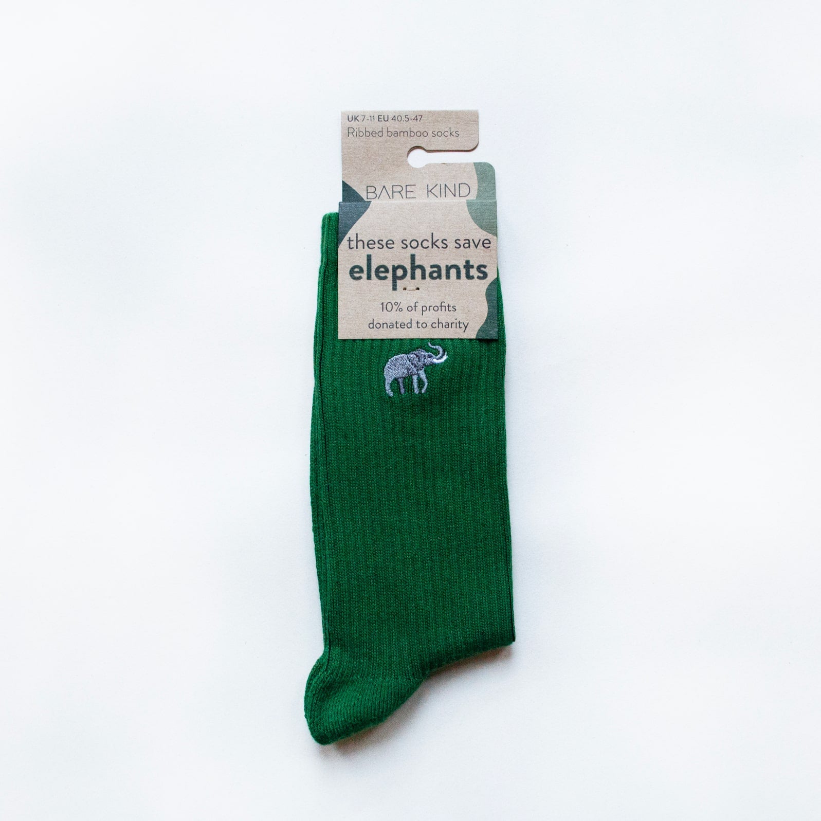 Save the Elephants | Luxury Ribbed Bamboo Socks - in packaging